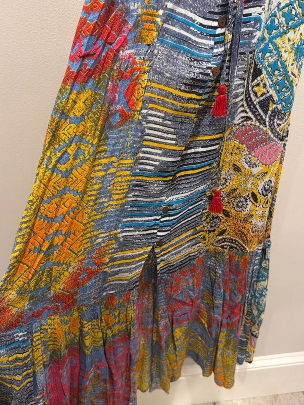 RAGA Multicolor Patchwork Ruffle Strap Maxi Dress - Picture 4 of 6